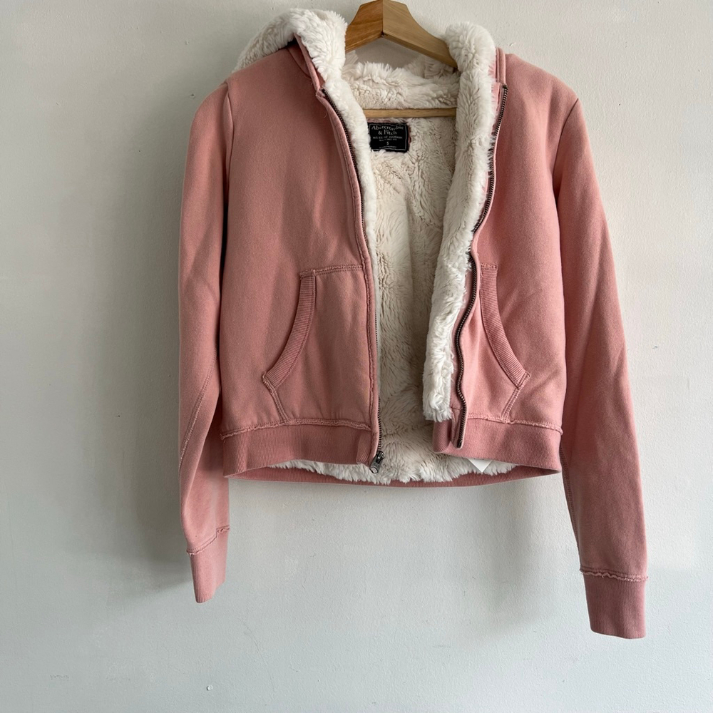 Abercrombie & Fitch Pink Sherpa Lined Hoodie S
